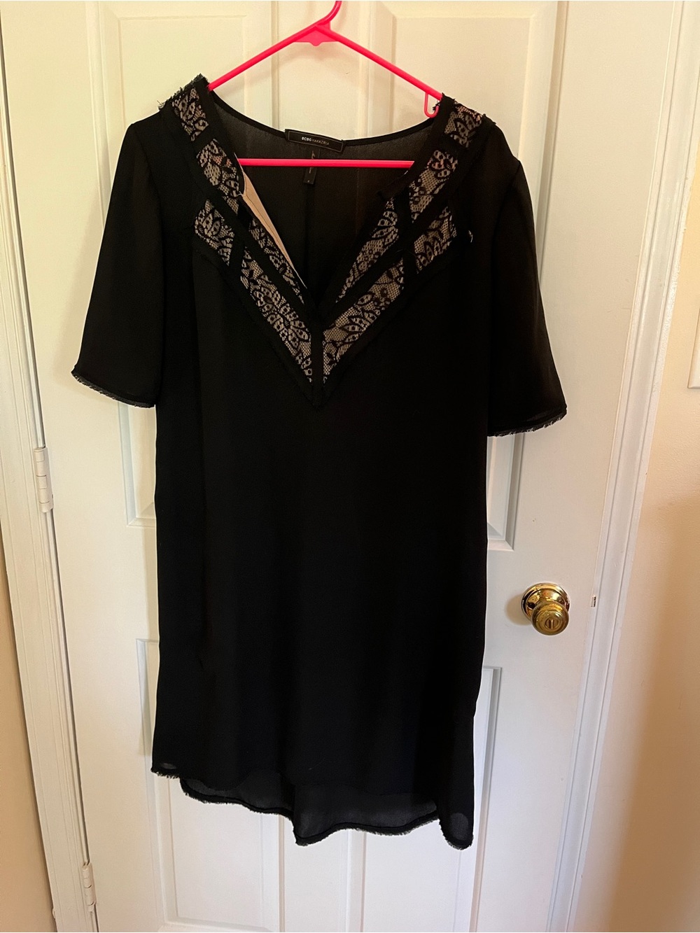 BCBGMaxAzria Black Dress with Lace Trim